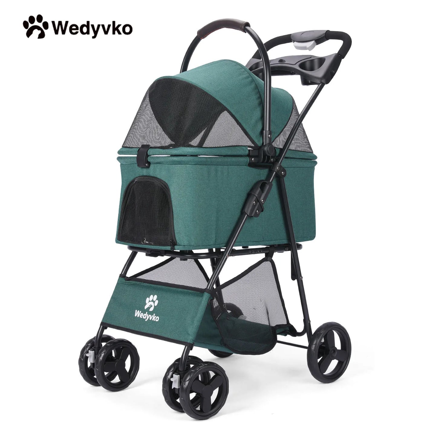Wedyvko Detachable Pet Stroller Cup Holder Four Wheels
