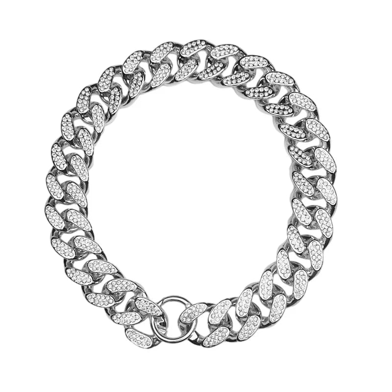 ABS Plastic Diamond Inlay Dog Collar Sparkle Pet Accessory