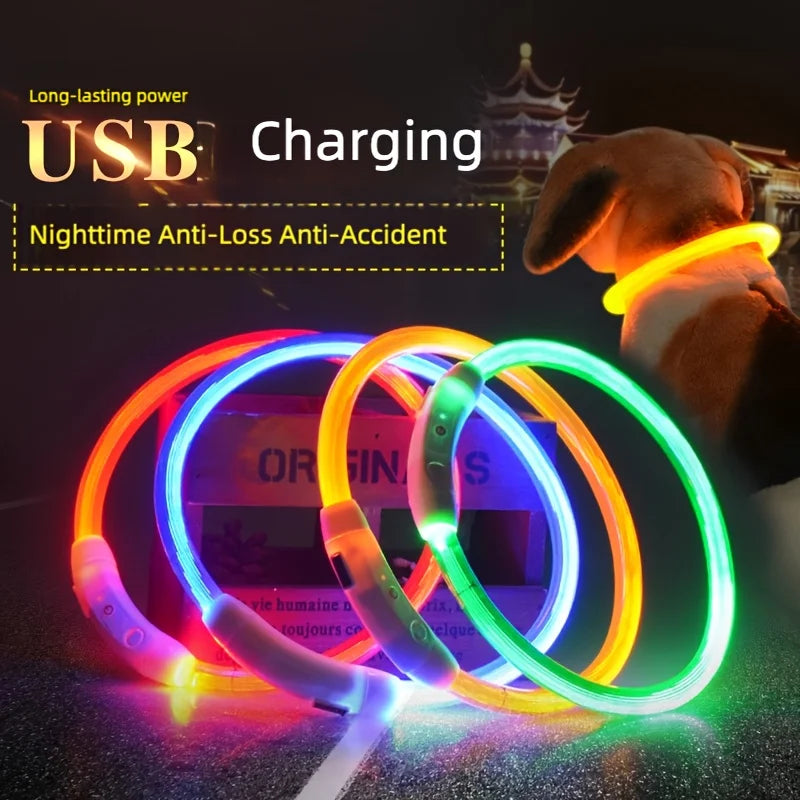 NONECN LED Dog Collar USB Rechargeable Night Safety Glowing Collar