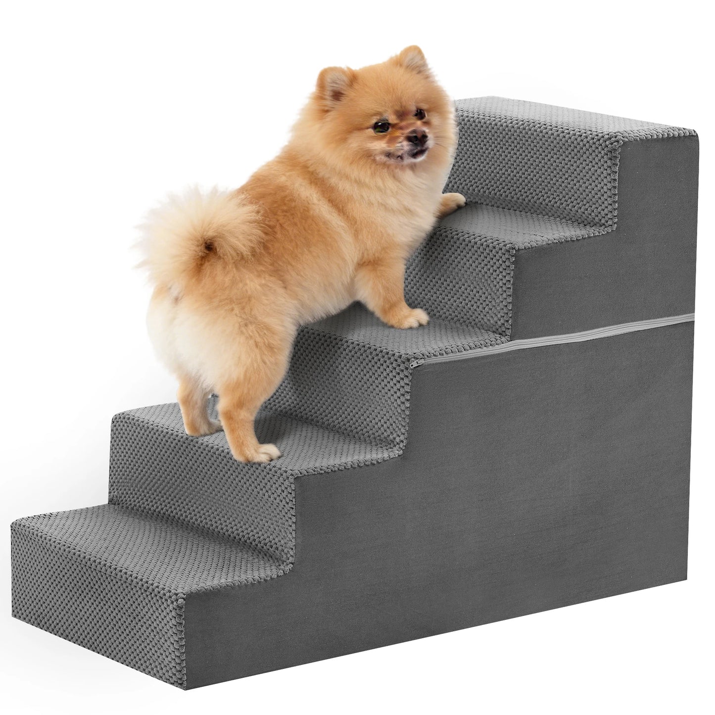 JHK 3-5 Step Right Angled Foam Dog Stairs Ramp Indoor