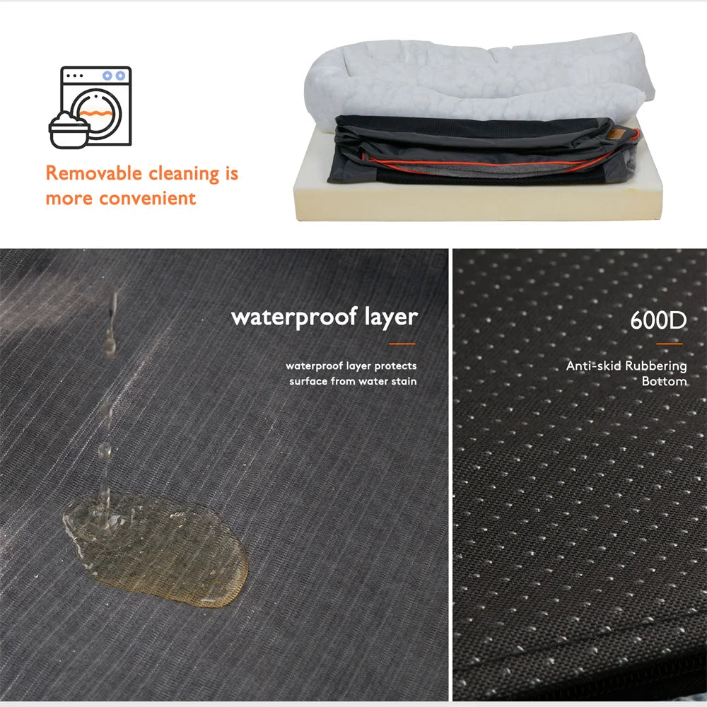 BORWARTCN Orthopedic Memory Foam Dog Bed Waterproof Sofa Cushion