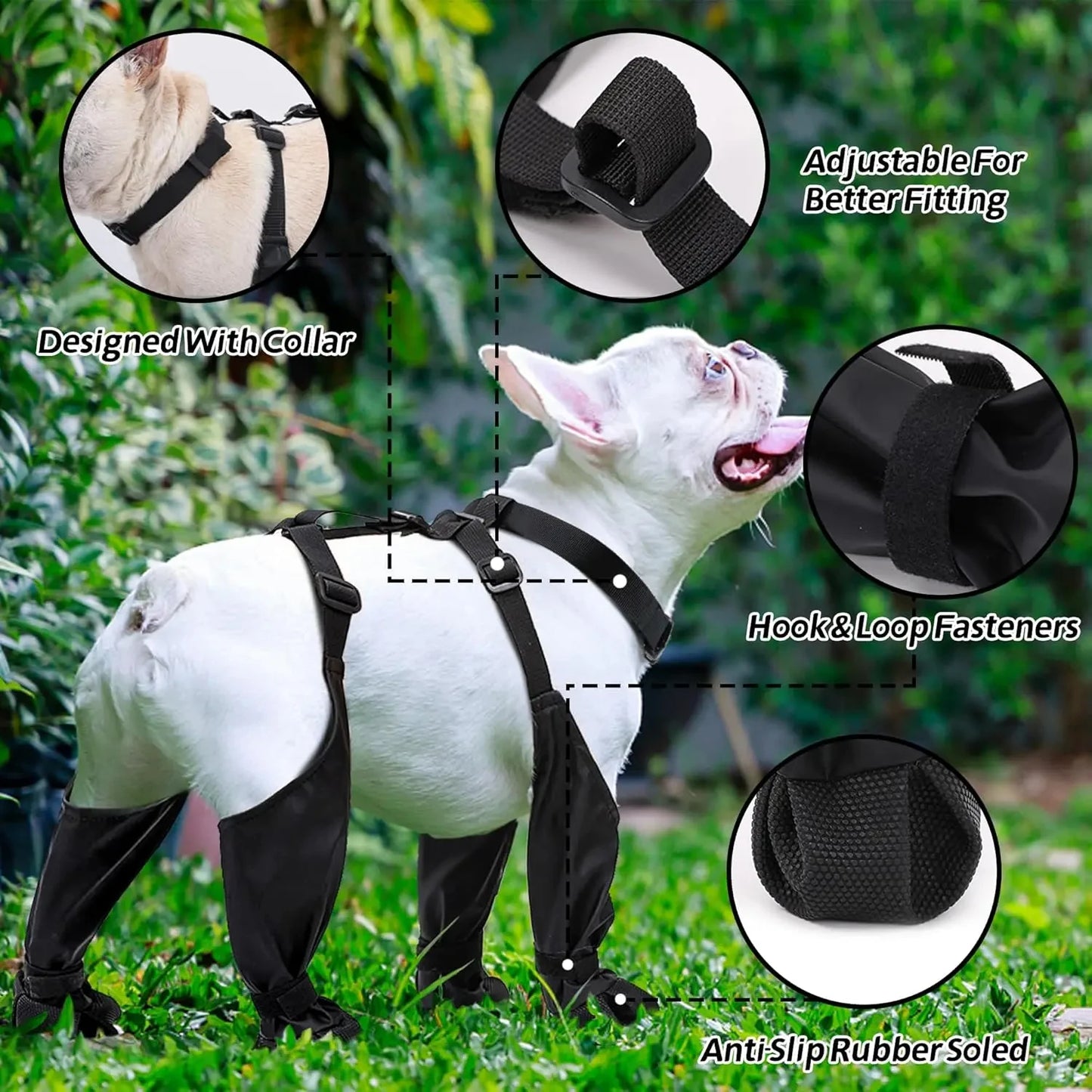 Waterproof Anti-Slip Dog Boots With Paw Protectors Adjustable