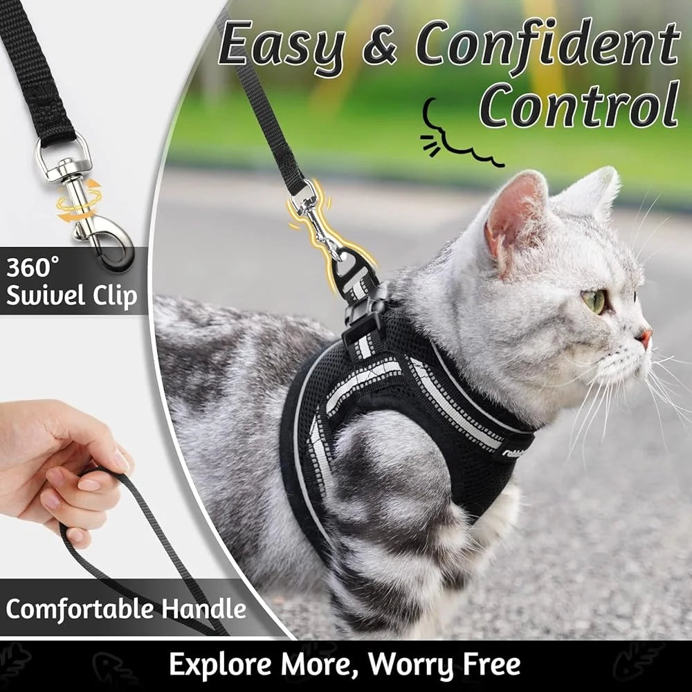 Fujian Cat Harness And Leash Set Adjustable Vest Reflective