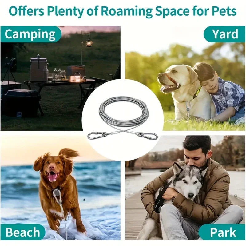 Double Headed Dog Tie Out Cable Leash With Metal Buckle