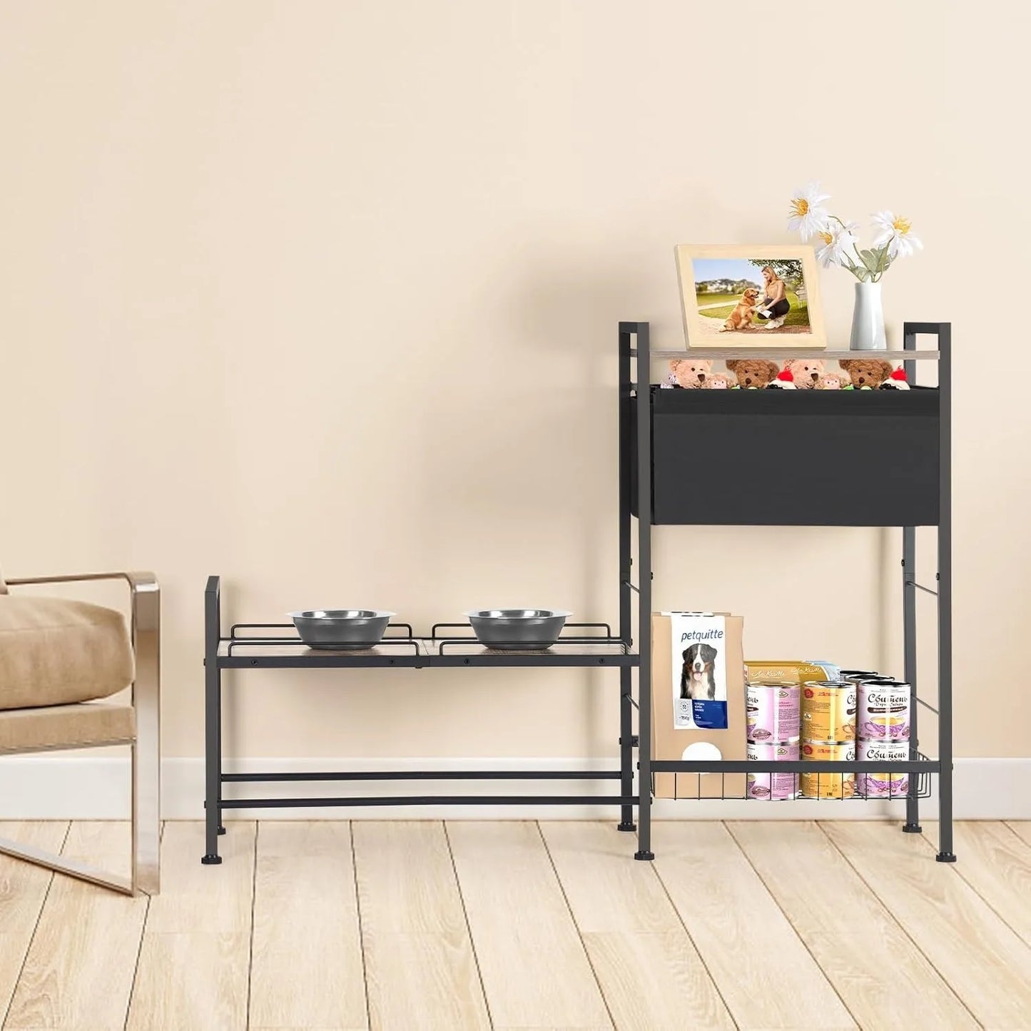 Hign-concerned Height Adjustable Dog Bowl Stand Storage