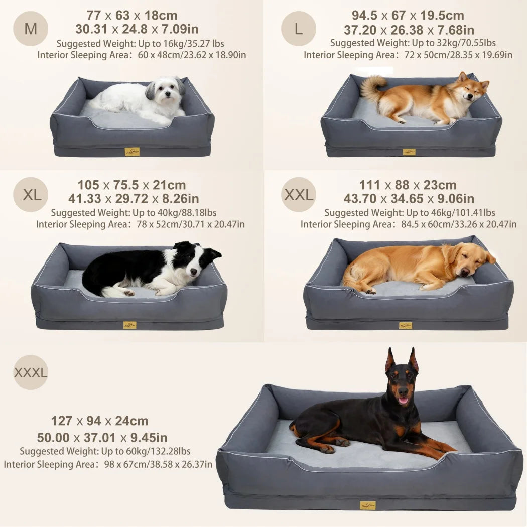 BORWART Orthopedic Dog Bed With Bolster For Deep Snuggling