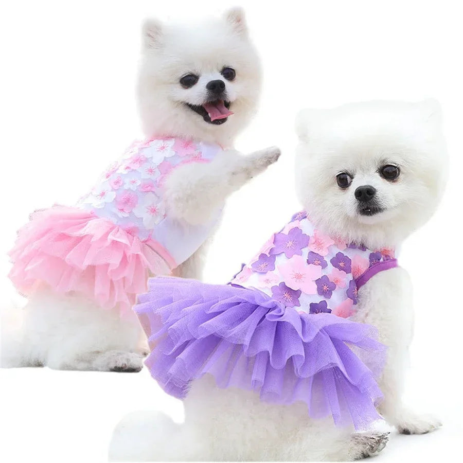 Guangdong Floral Dog Dress Small Breeds Pullover Polyester