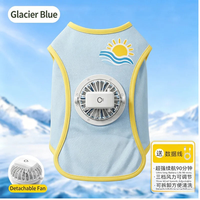 Puppy Cooling Vest With Detachable USB Fan And UV Protection