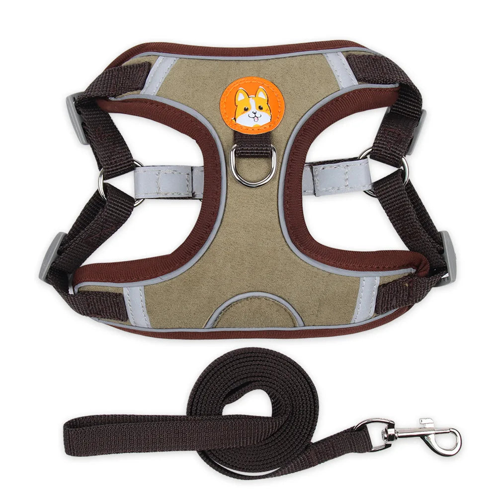 NONECN Reflective Harness Vest With Leash Breathable Mesh Padding