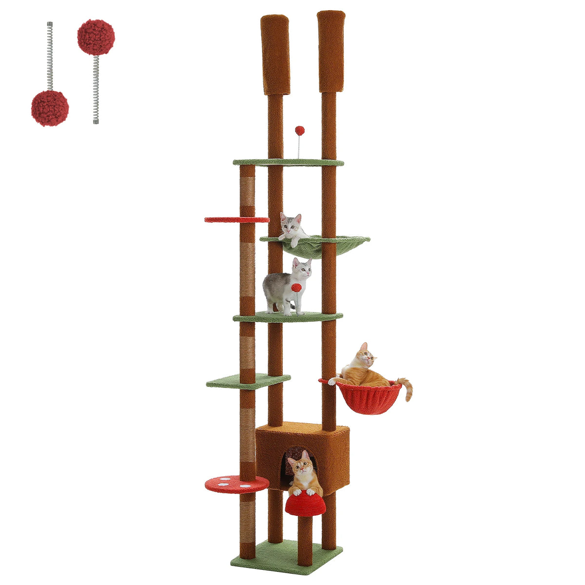 PAWZ Road Wooden Cat Tree with Hammock and Scratching Posts