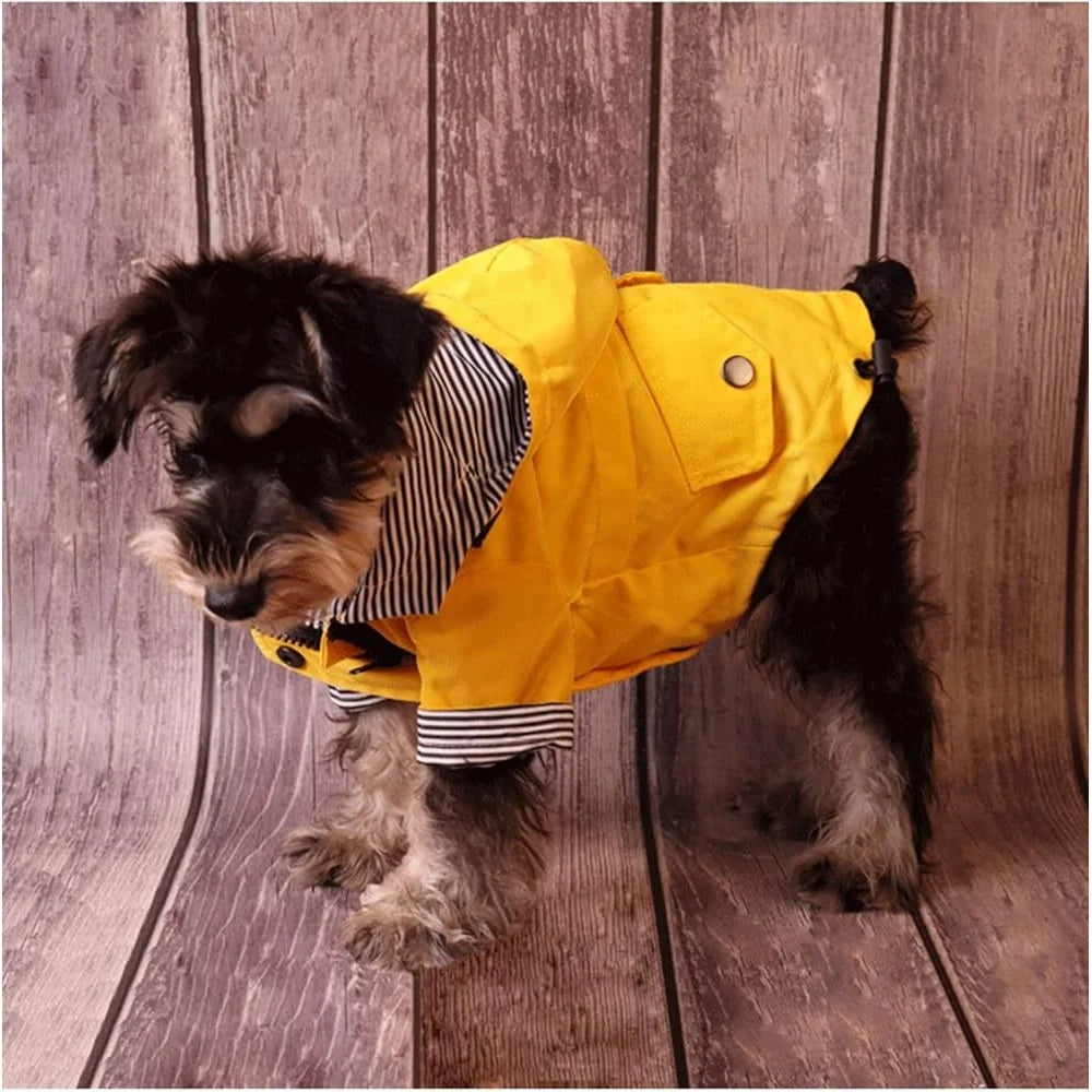Dog Raincoat Waterproof Jacket with Hood Comfortable Four Leg Design Stylish Rain Gear Small Dogs Machine Washable Pockets