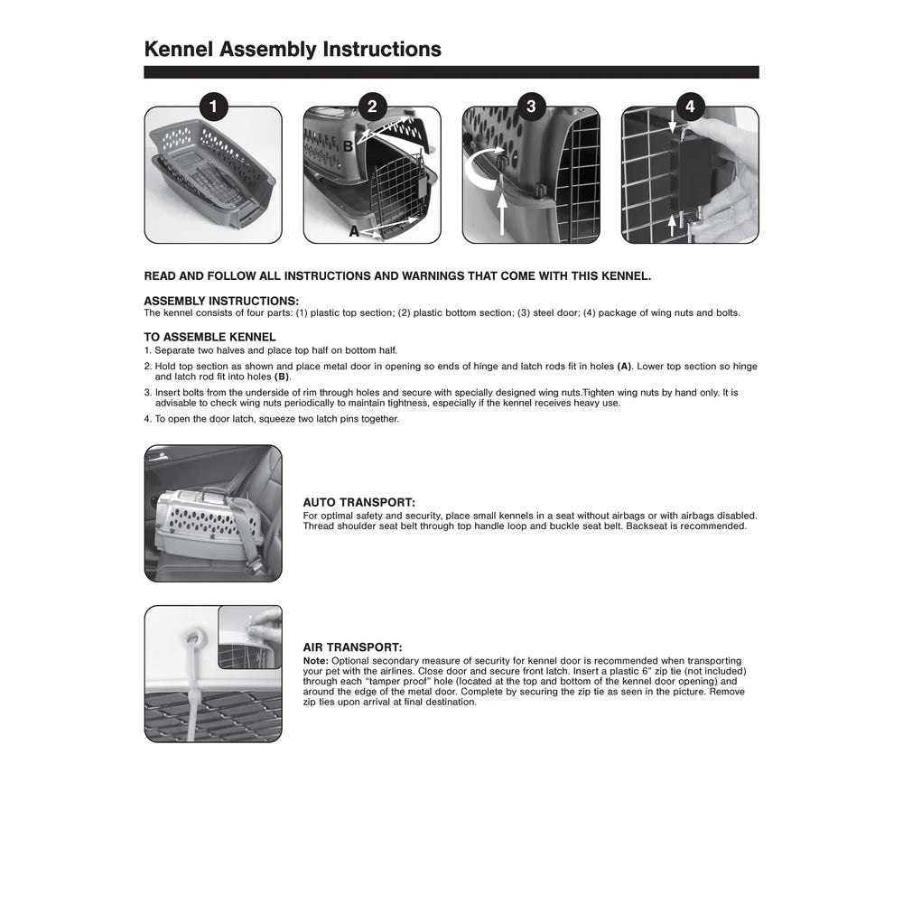 XMSJ Portable Plastic Dog Crate Easy Assembly Pet Carrier
