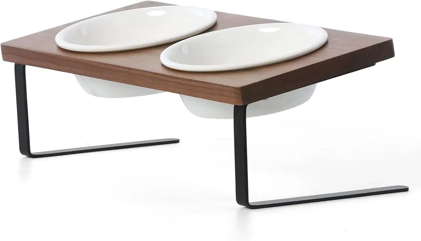 Hign-concerned Elevated Ceramic Cat Bowl Tilted Food Stand