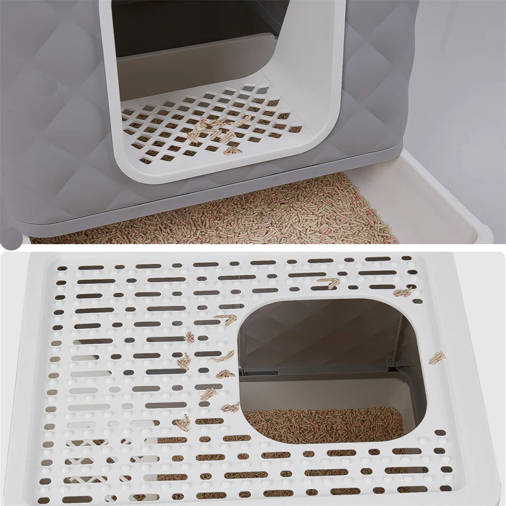 Cat Litter Box Enclosure Hidden Cabinet With Top Cushion Mat