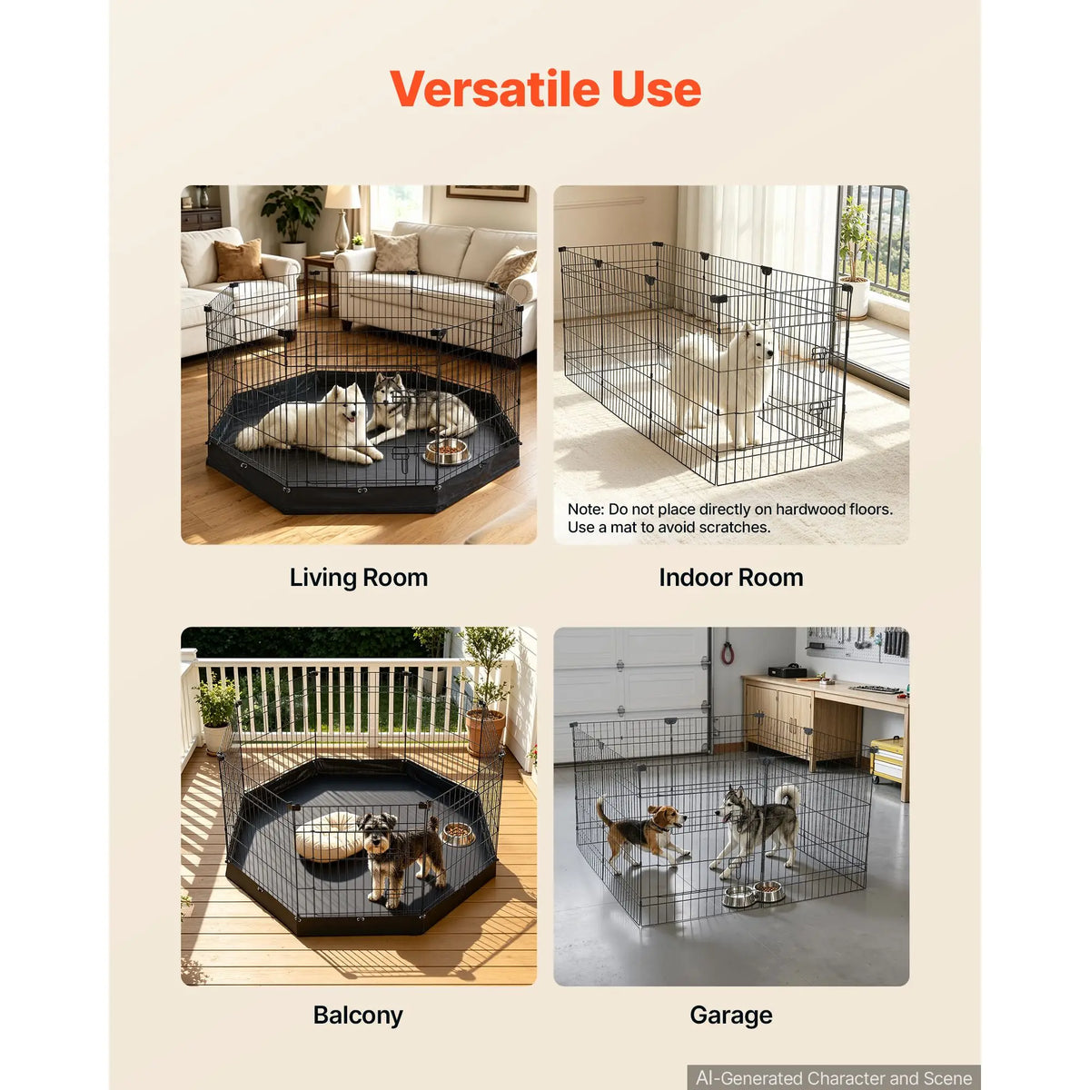 Heavy Duty Foldable Dog Playpen With Door And Floor Pad