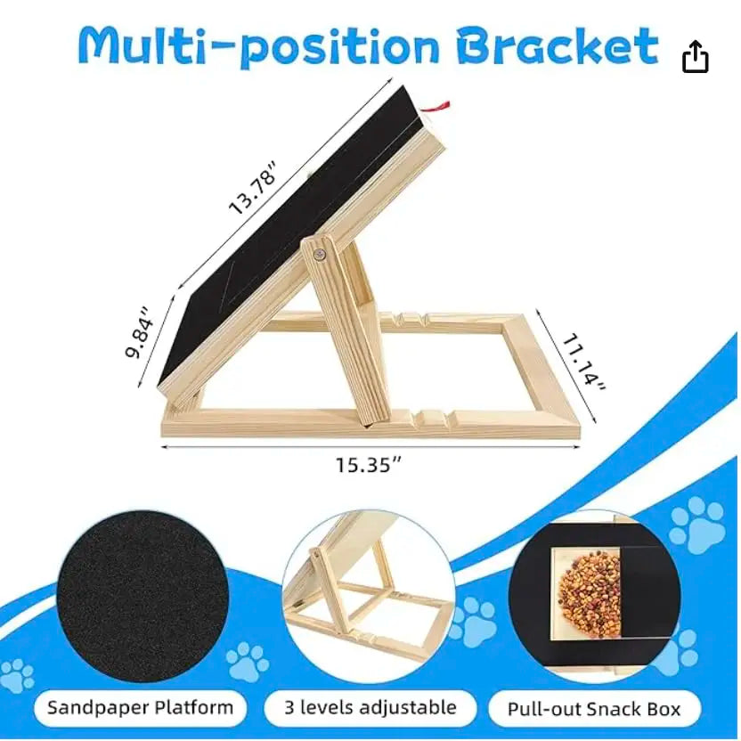 Adjustable Wooden Dog Nail Filing Board With Treat Drawer