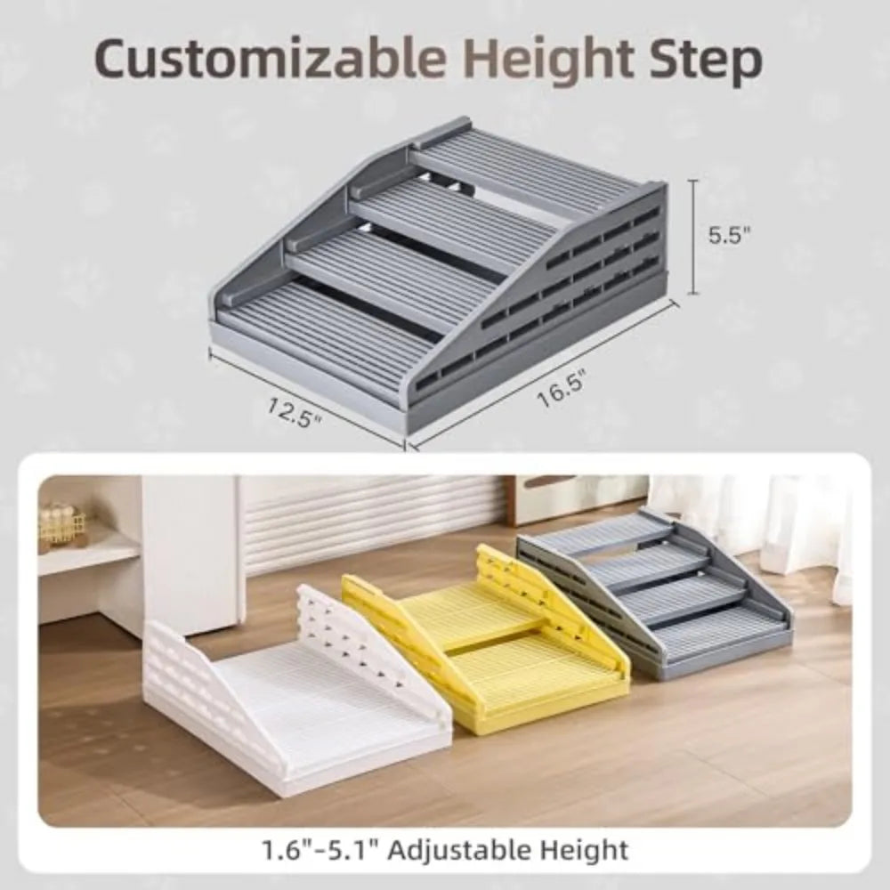 Adjustable Cat Litter Box Steps with Filter and Anti Tracking