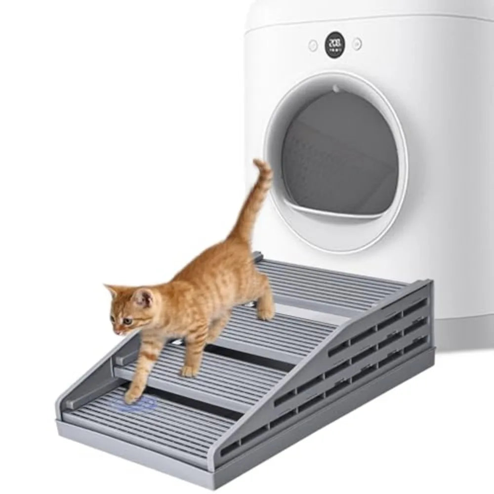 Adjustable Cat Litter Box Steps with Filter and Anti Tracking