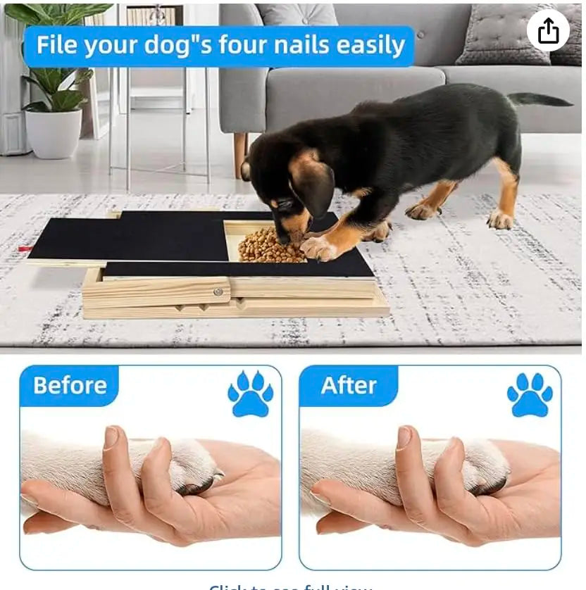Adjustable Wooden Dog Nail Filing Board With Treat Drawer
