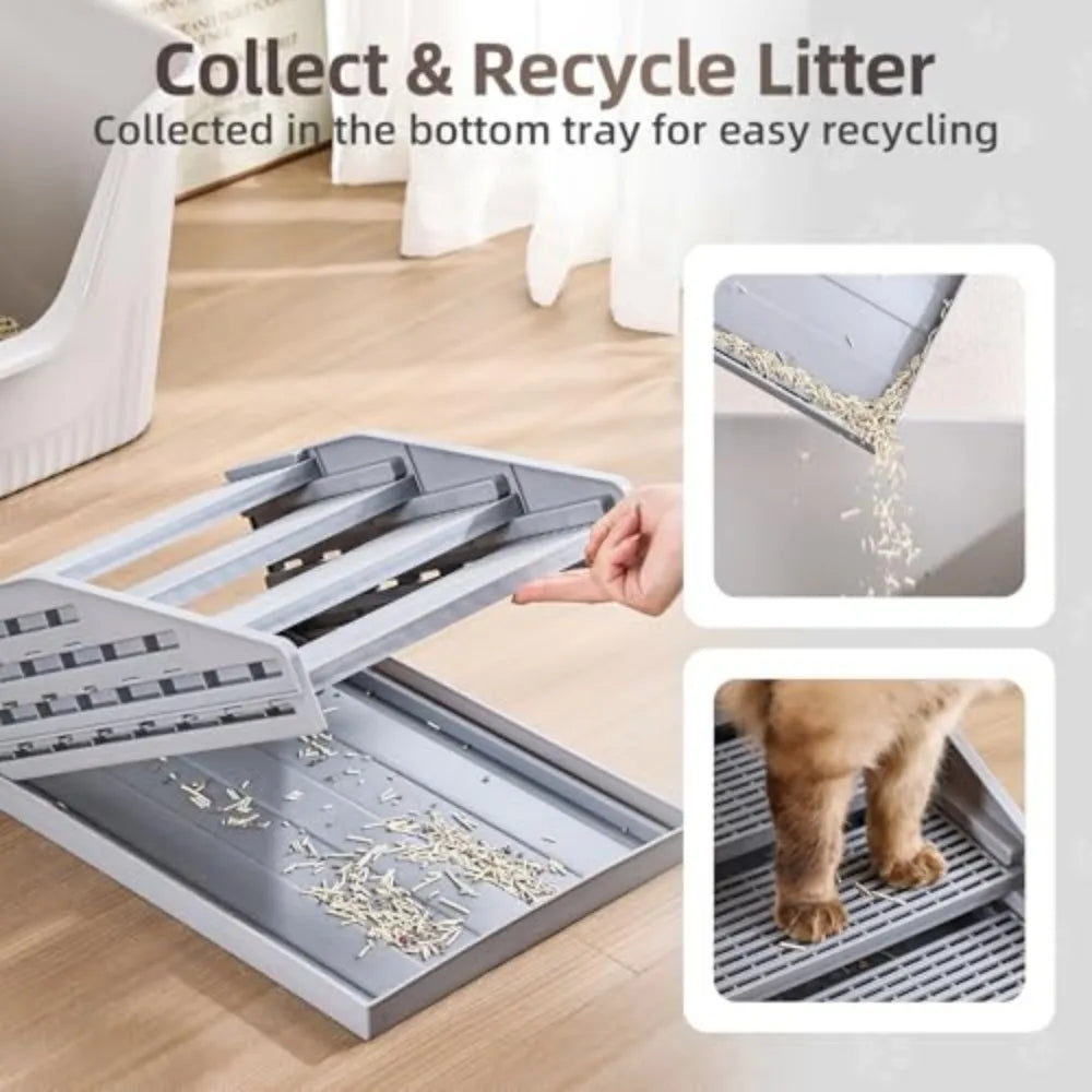 Adjustable Cat Litter Box Steps with Filter and Anti Tracking