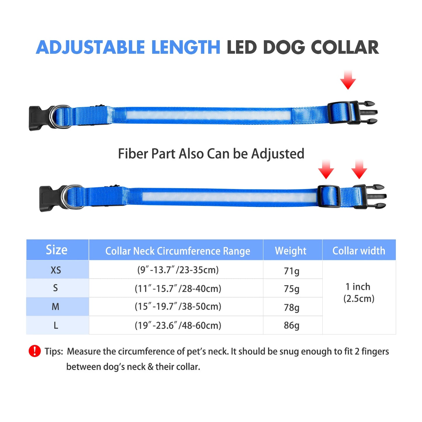 MASBRILLCN LED Dog Collar Waterproof Glow Necklace