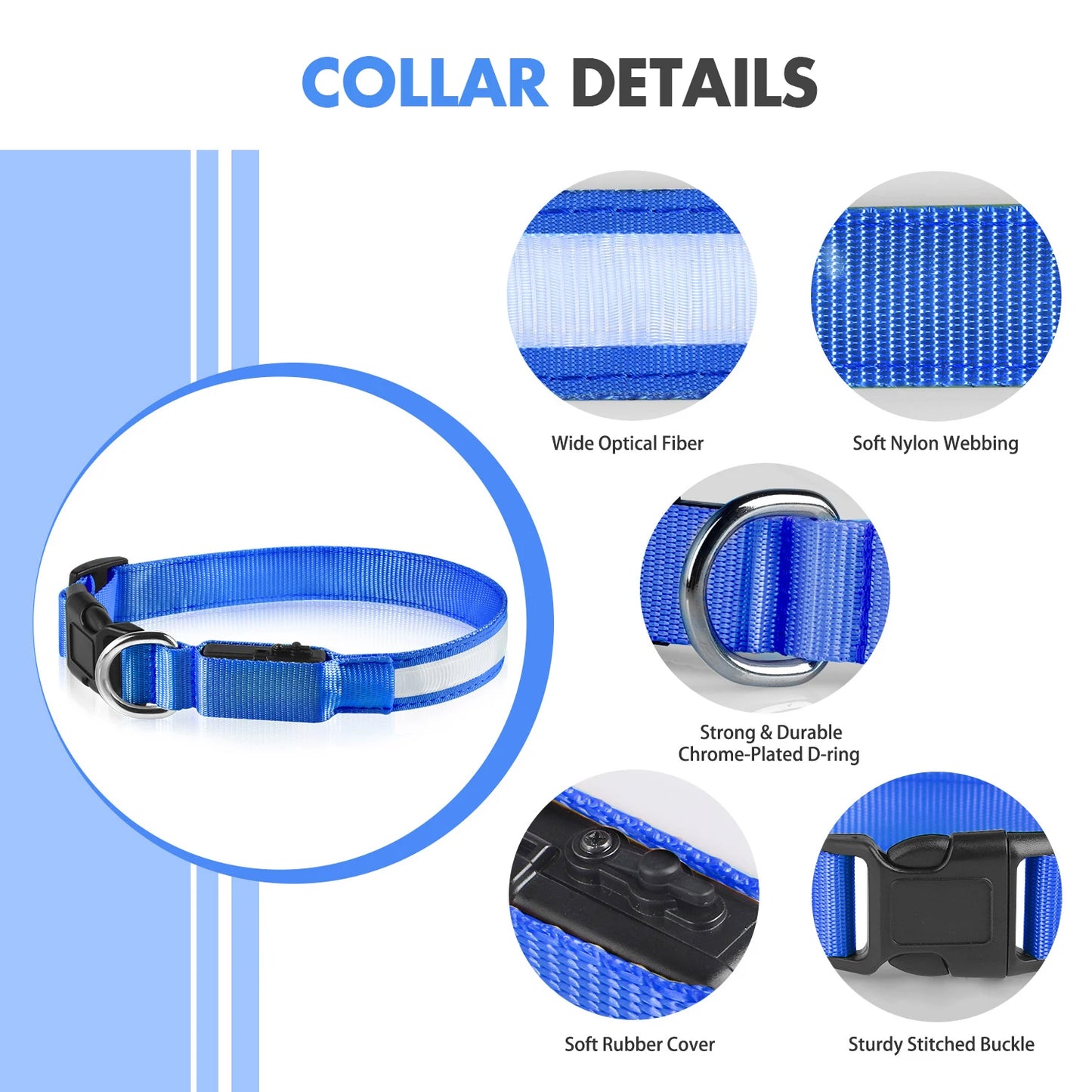 MASBRILLCN LED Dog Collar Waterproof Glow Necklace