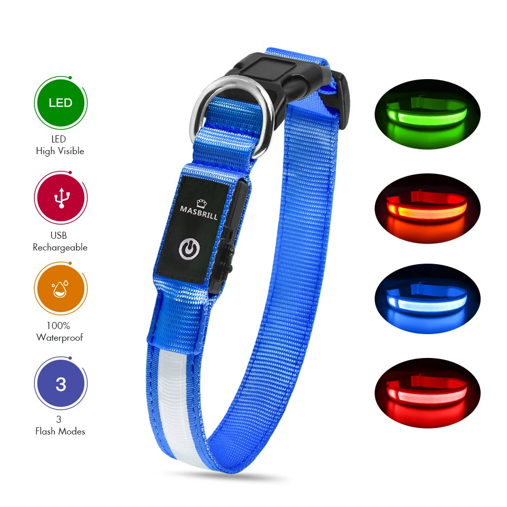 MASBRILLCN LED Dog Collar Waterproof Glow Necklace
