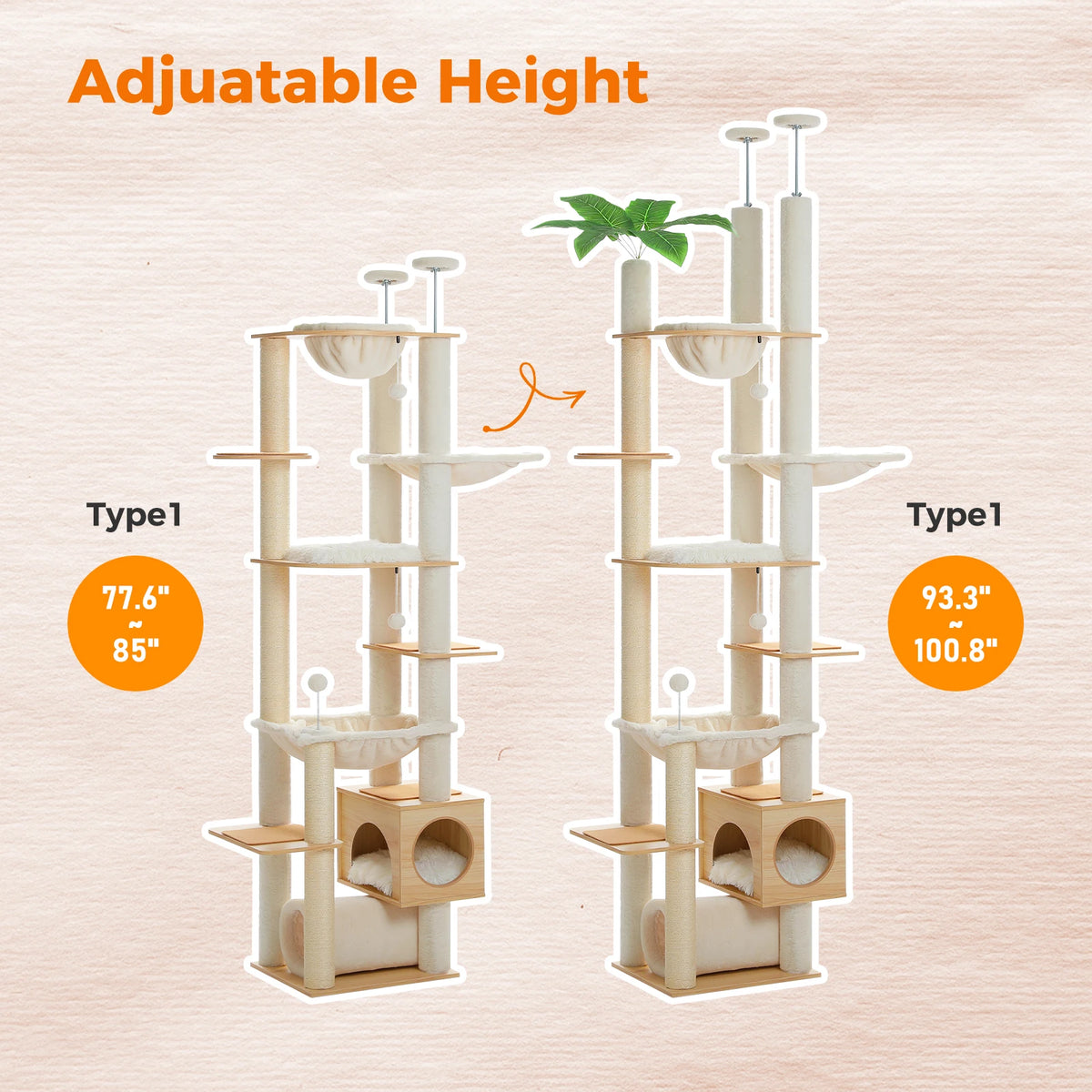 PAWZ Road Wooden Cat Tree with Hammock and Scratching Posts