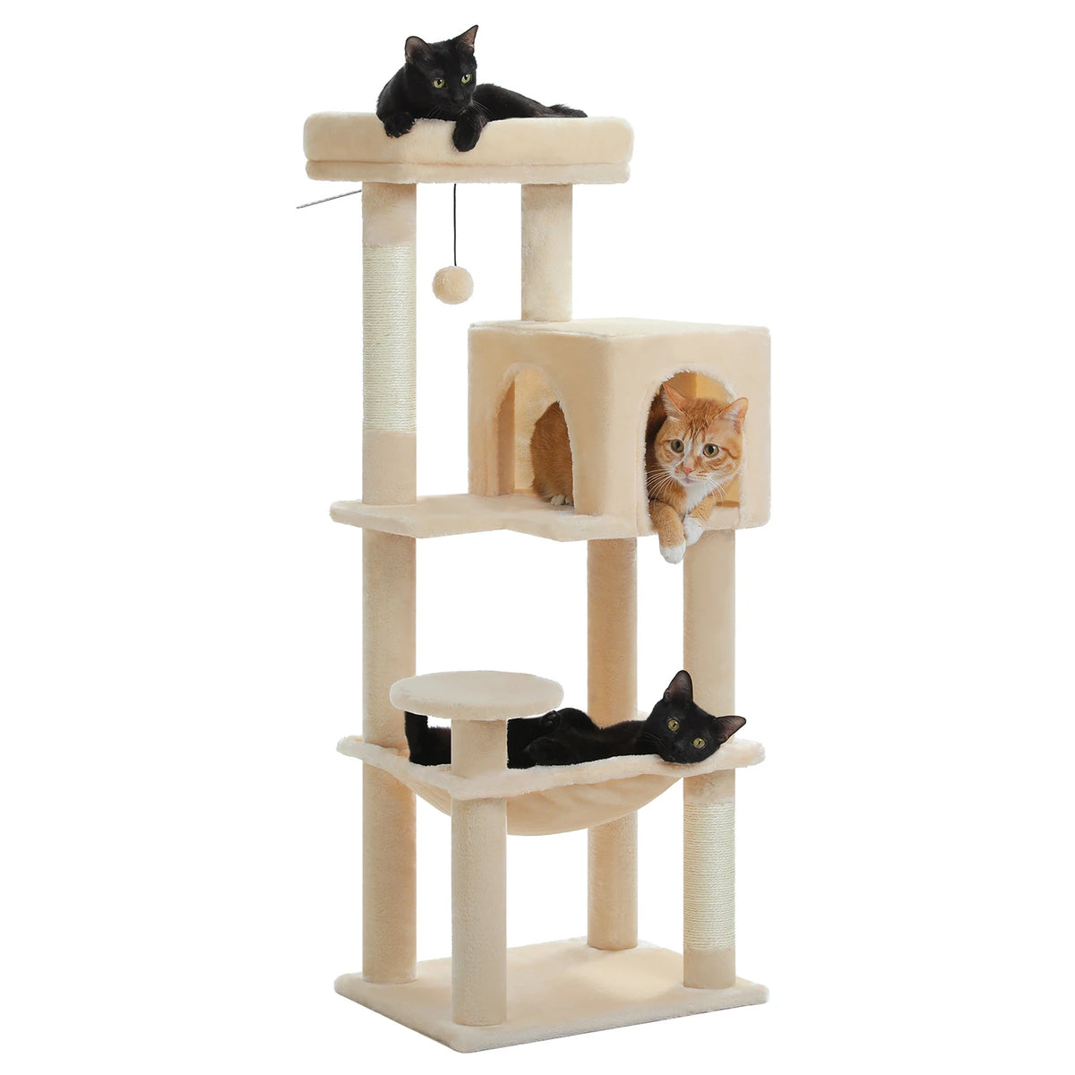 PEQULTI Five-Level Cat Tree with Condo, Hammock and Sisal Scratcher