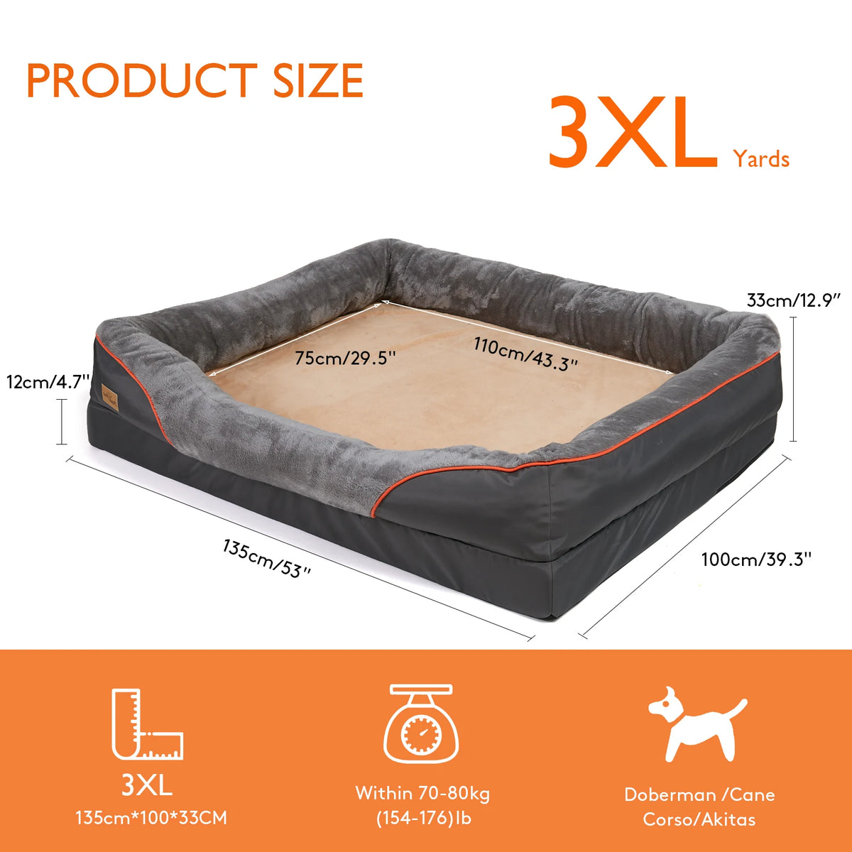 BINGOPAW Waterproof Washable Fleece Dog Bed With Soft Foam Comfort