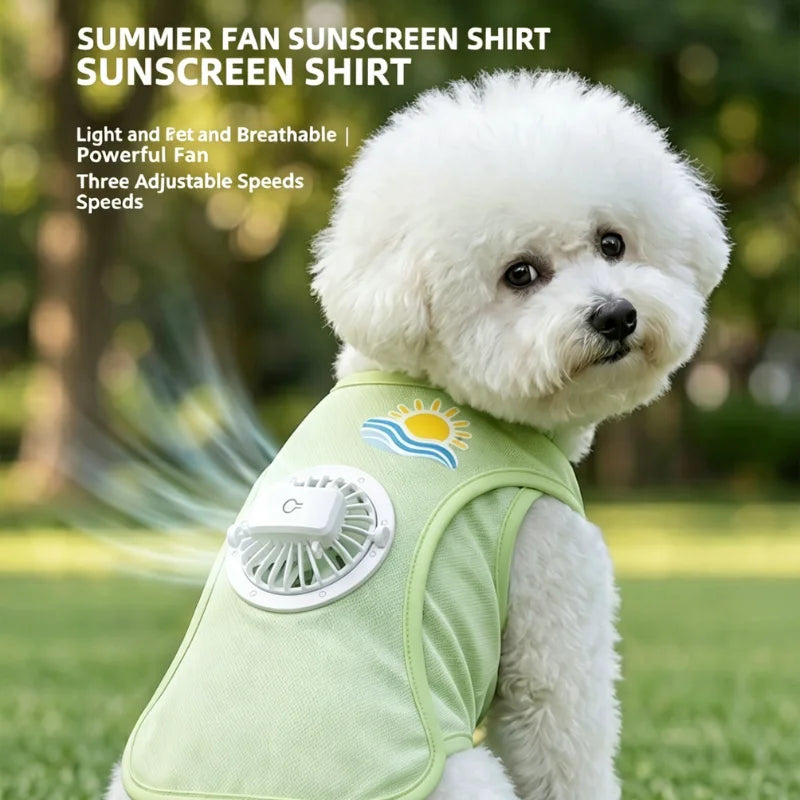 Puppy Cooling Vest With Detachable USB Fan And UV Protection