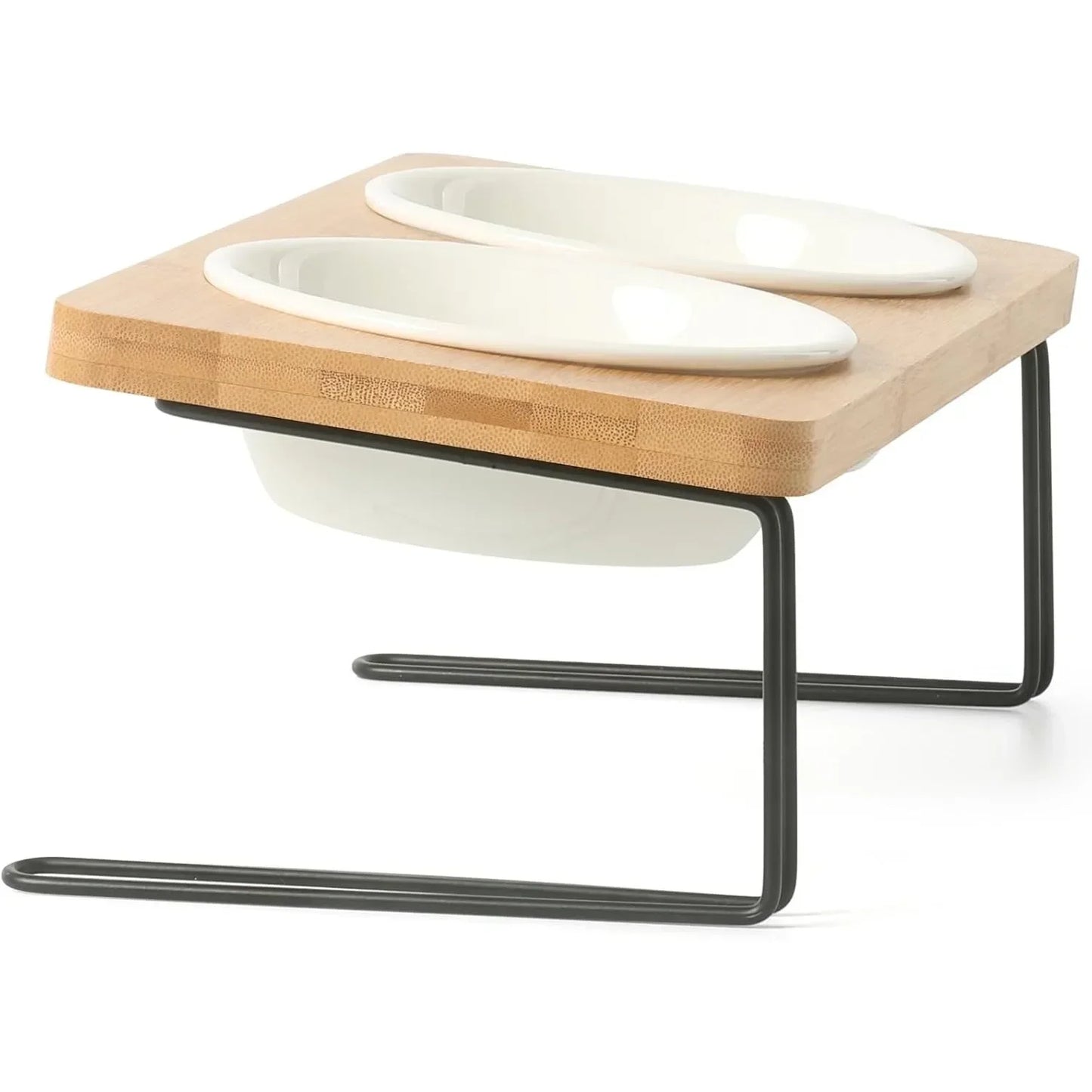 Hign-concerned Elevated Ceramic Cat Bowl Tilted Food Stand