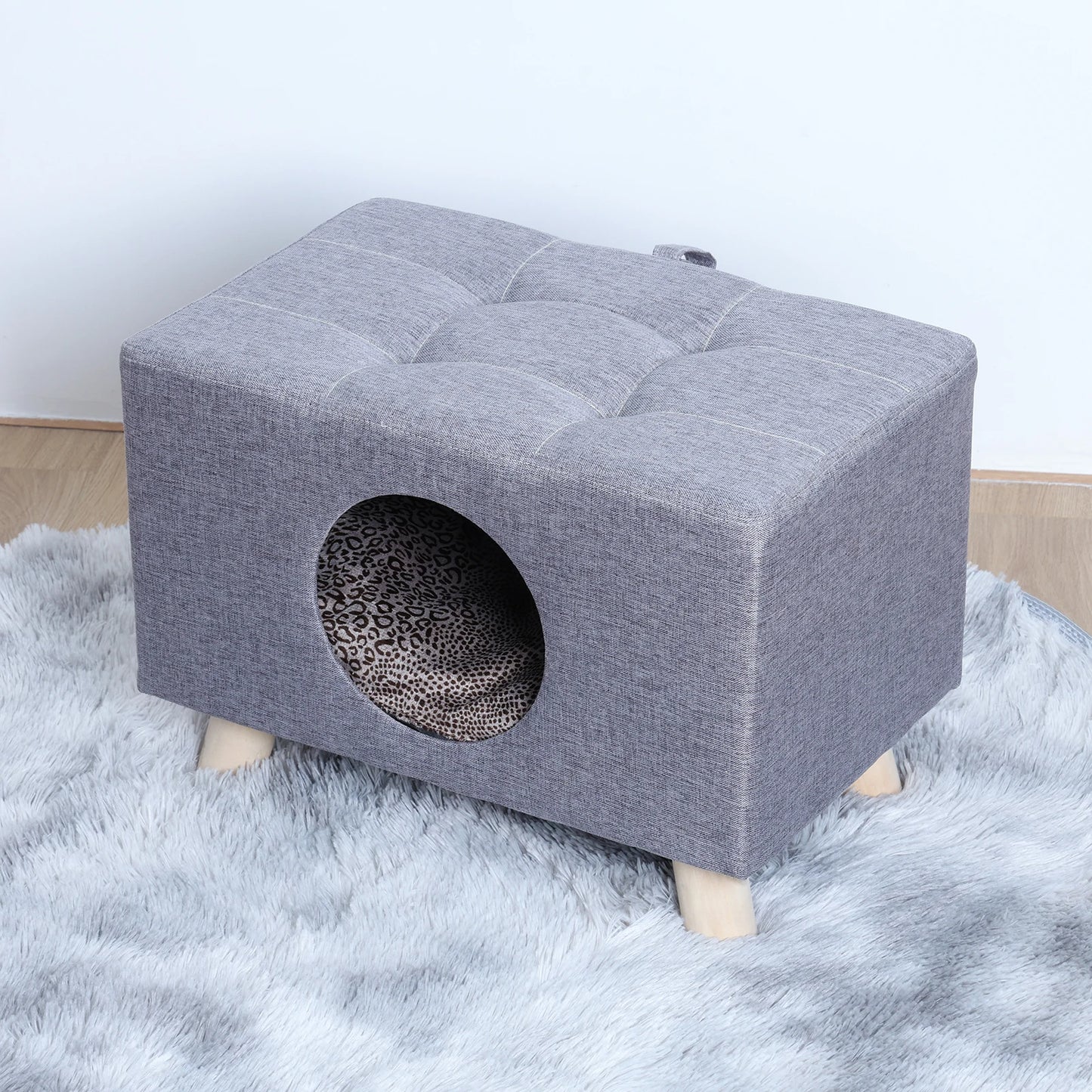 Guangdong Cat Cube Wooden House With Feet And Cushion