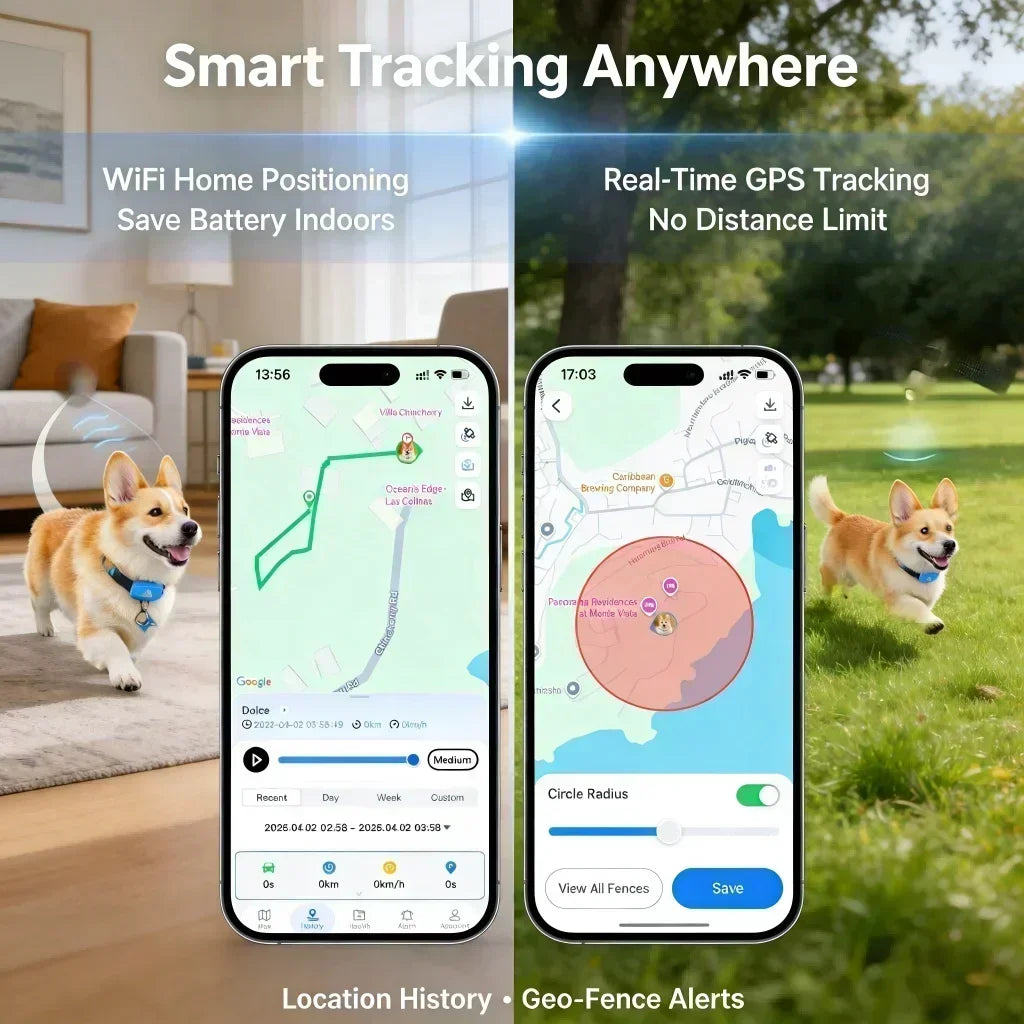 WANWAYTECH 4G GPS Pet Tracker Dogs Cats Real-Time Tracking Waterproof