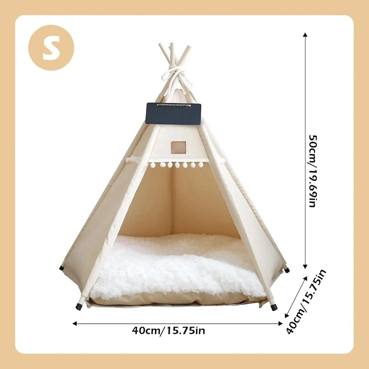 Dog And Cat Teepee With Removable Cushion And Washable Cover