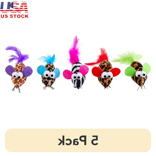 XMSJCN Feather Mice Cat Toy Nocturnal Lightweight Play