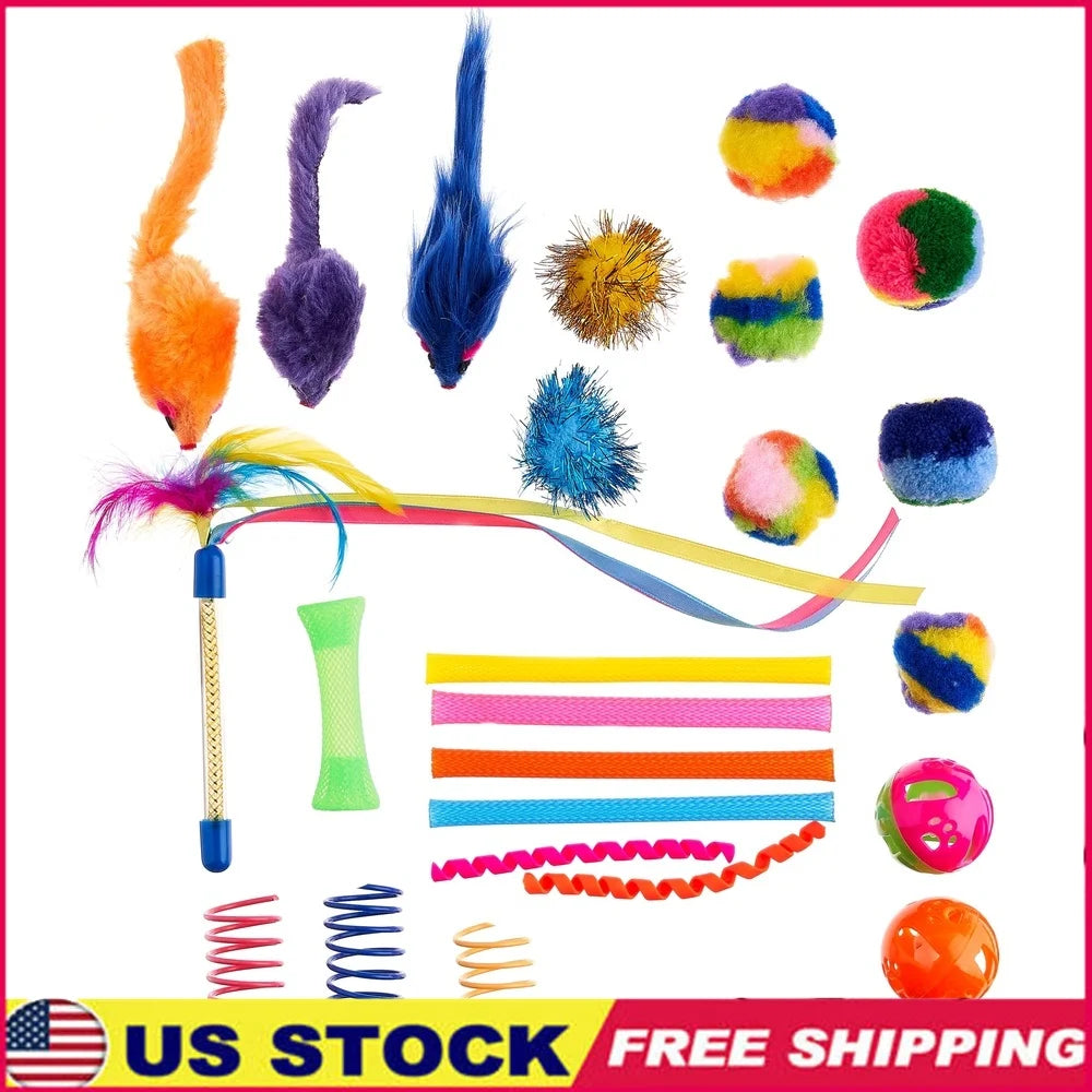 XMSJ 24 Piece Cat Toy Set Interactive Indoor Fun Toys