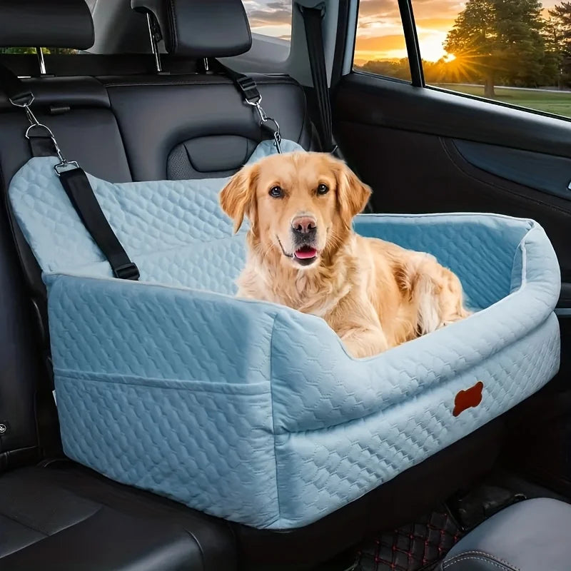 Memory Foam Dog Car Seat Booster Cushion with Secure Straps