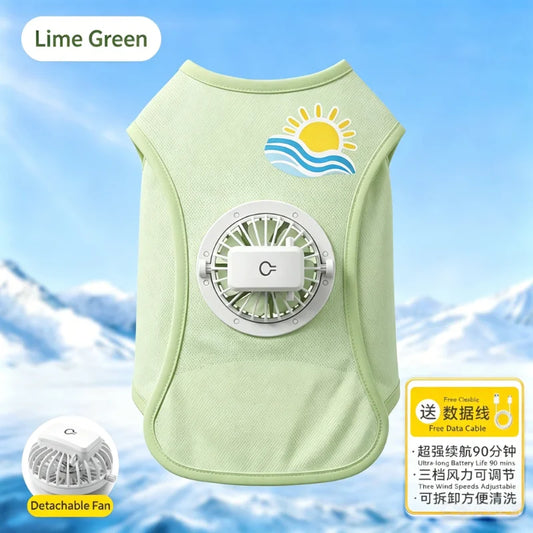 Puppy Cooling Vest With Detachable USB Fan And UV Protection