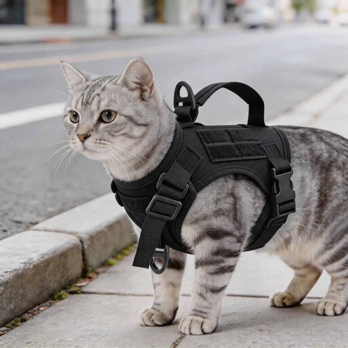 PETRAVEL Tactical Cat Harness Vest And Leash Set Escape Proof