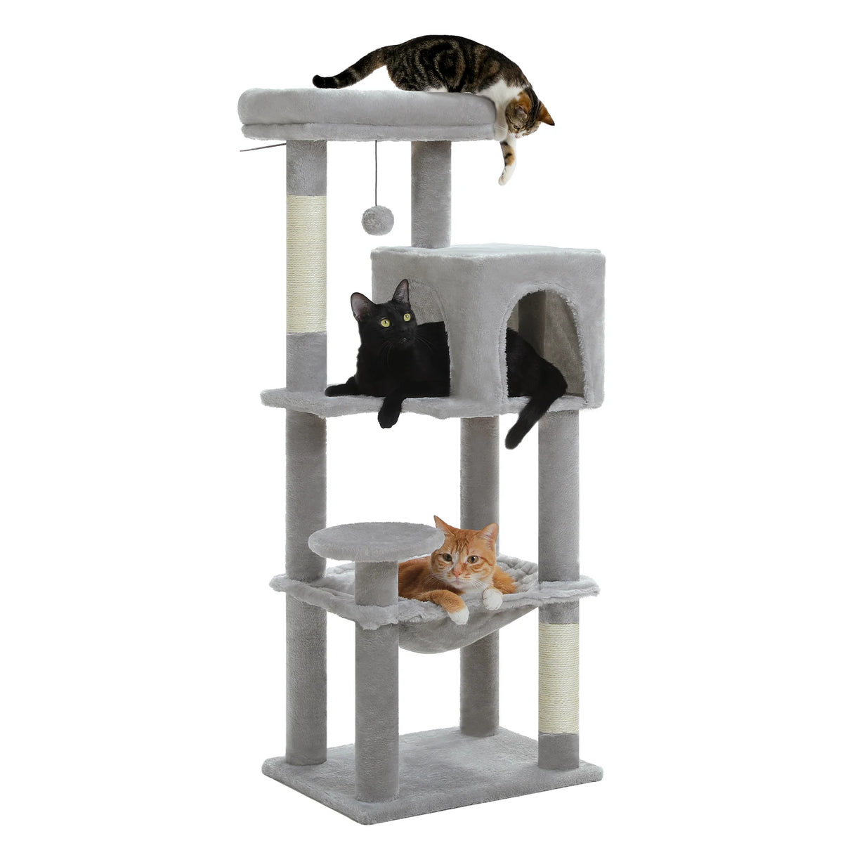 PEQULTI Five-Level Cat Tree with Condo, Hammock and Sisal Scratcher