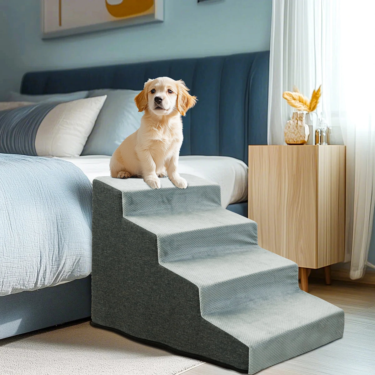 Foam Dog Stairs for Beds and Sofas With Non-Slip Surface