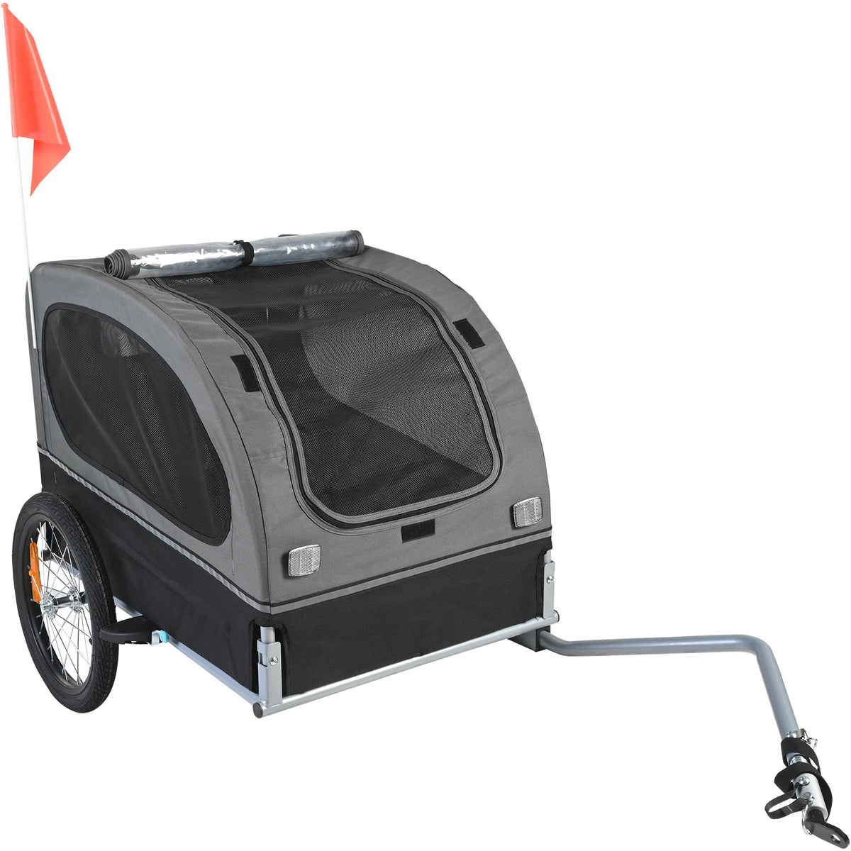 SucceBuy Dog Bicycle Trailer Pet Carrier with Wheels and Flag