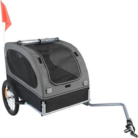 SucceBuy Dog Bicycle Trailer Pet Carrier with Wheels and Flag