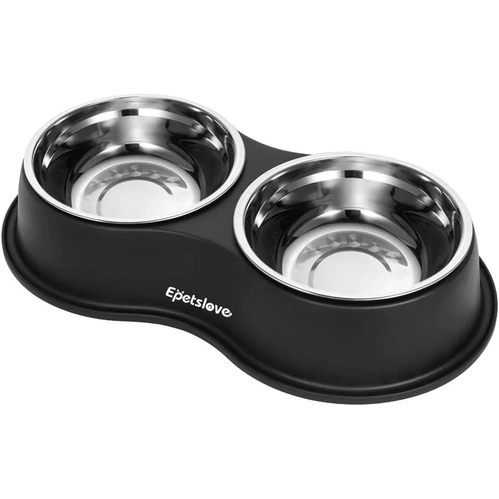 Hign-concerned Double Dog Bowls Stainless Steel Anti Skid