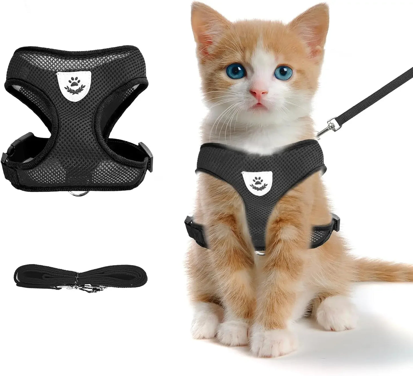 Cat And Dog Harness Vest Leash For Small Medium Pets Polyester Adjustable Mesh