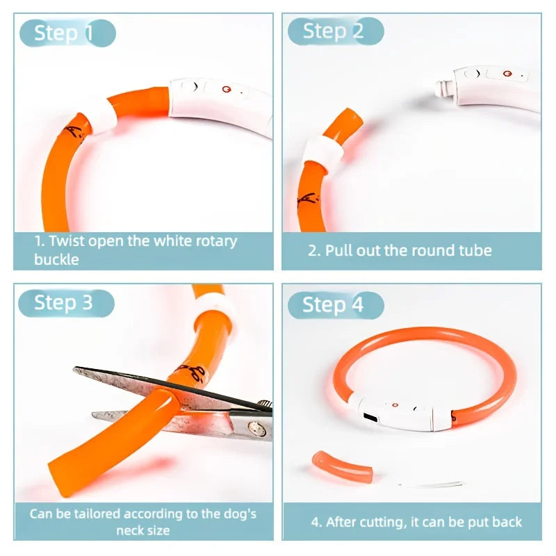 NONECN LED Dog Collar USB Rechargeable Night Safety Glowing Collar