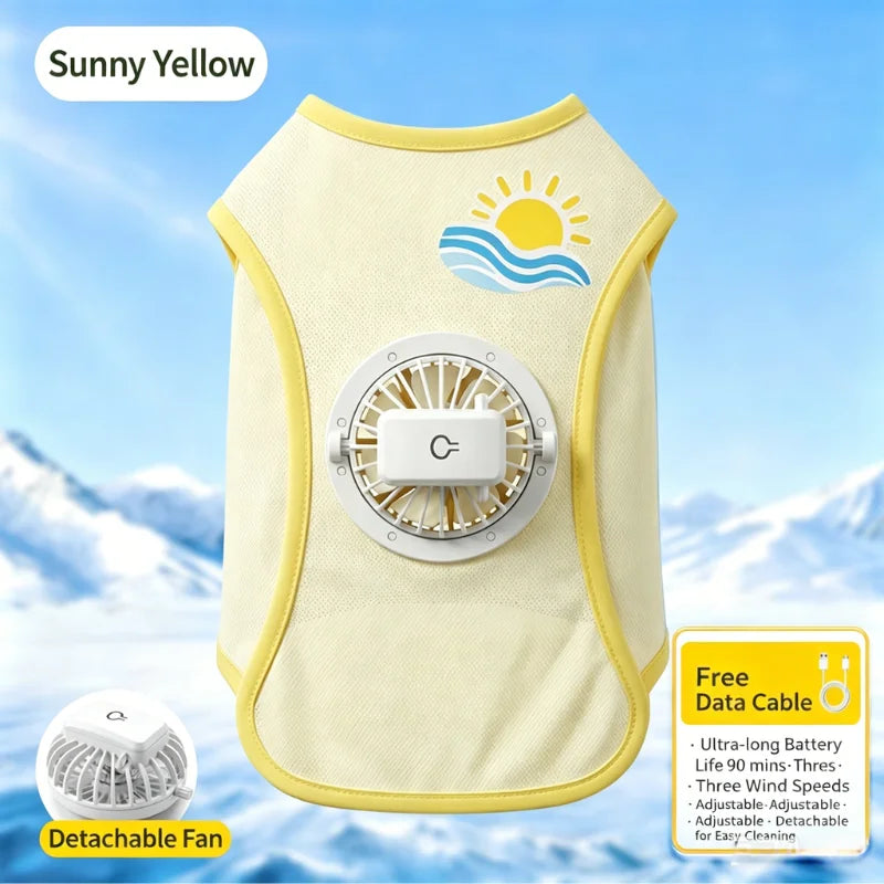 Puppy Cooling Vest With Detachable USB Fan And UV Protection