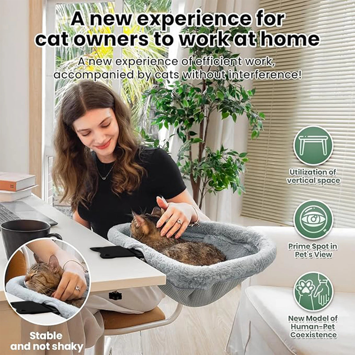 CWV Foldable Cat Desk Bed Hammock With Clamp Mount