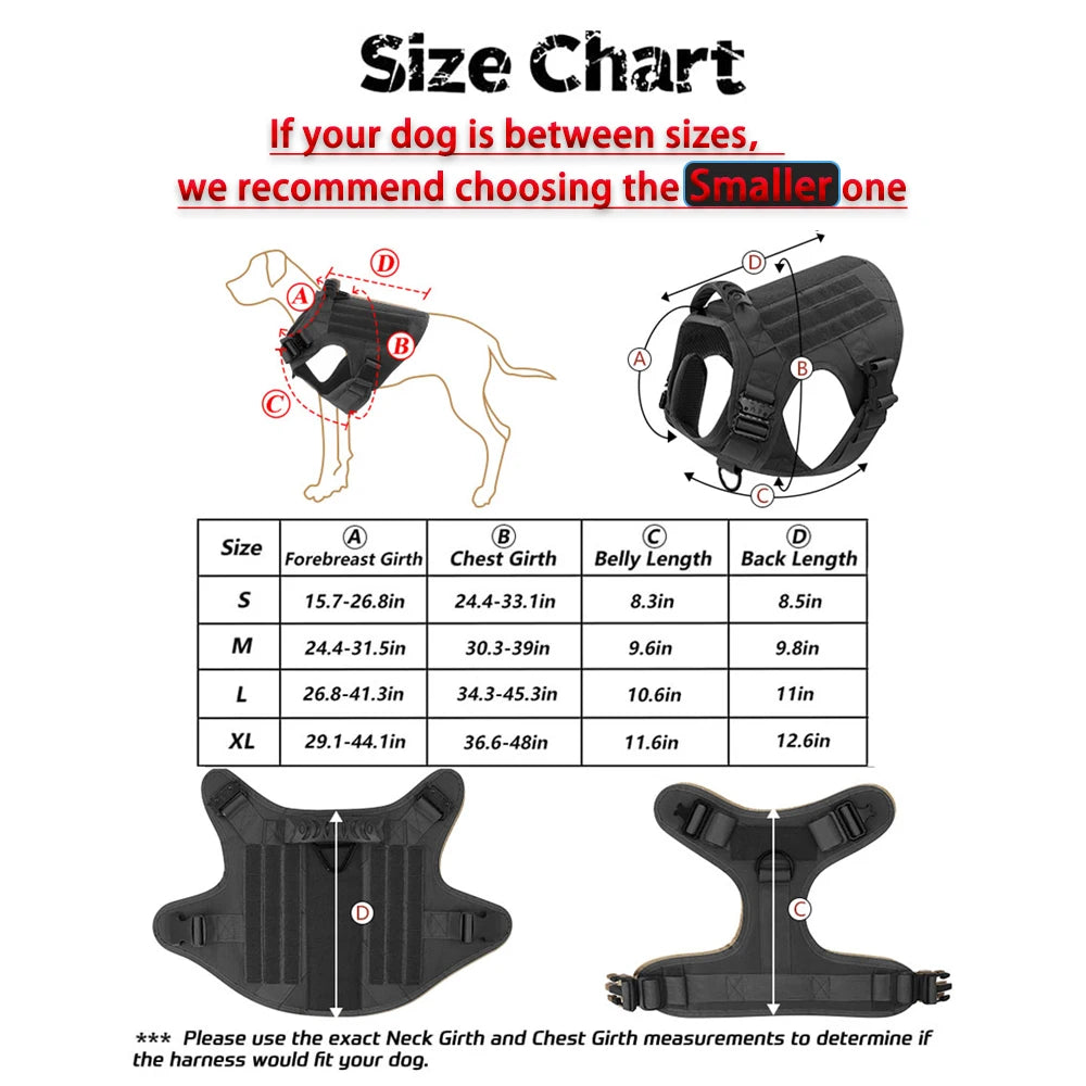 PETRAVEL Tactical Dog Harness With Molle Pouches For Training
